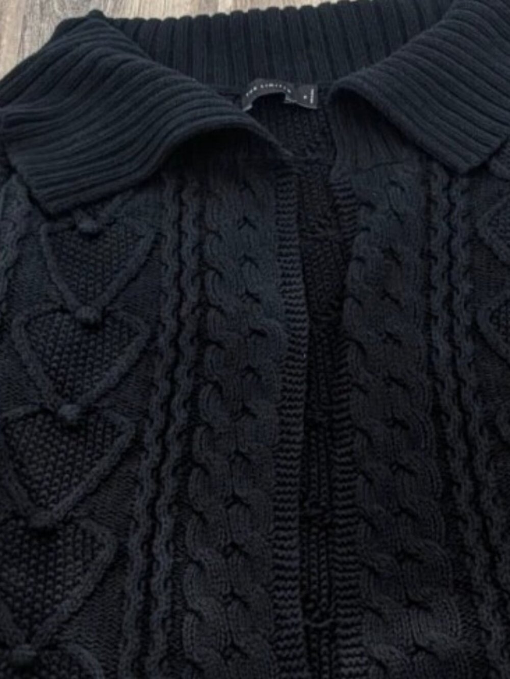 The Limited Vintage Heart Cable Knit Cardigan Navy Blue Wrap Sweater Women Small